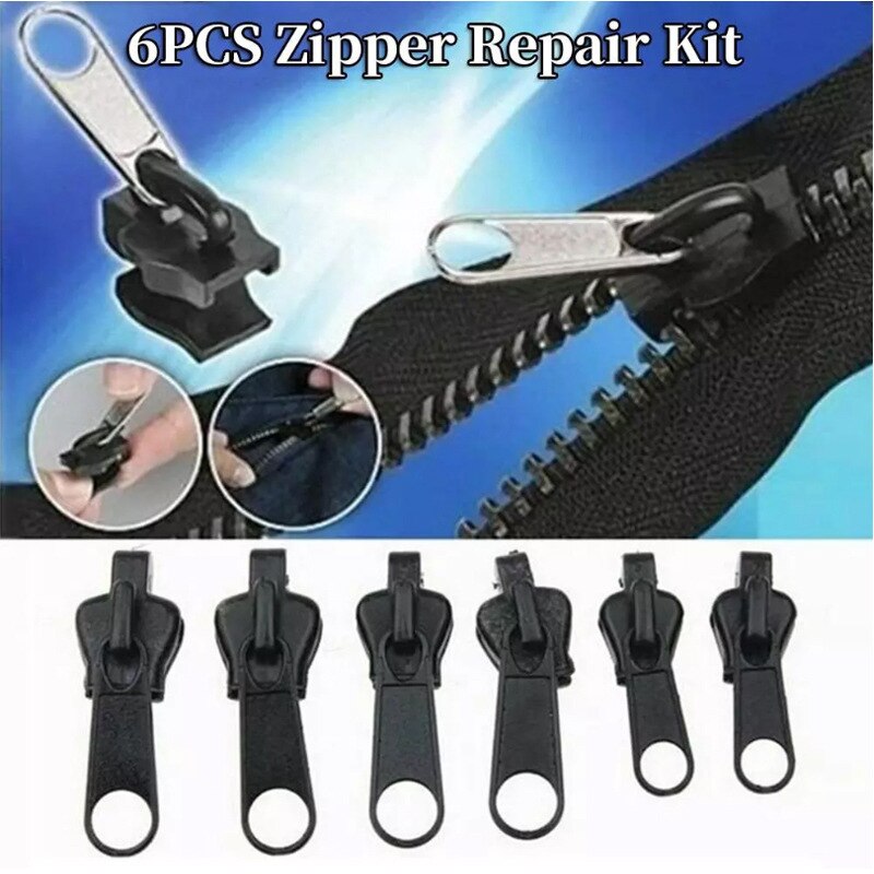 Universal replacement zipper pull head repair kit clothing zipper travel bag luggage backpack zipper pull head holder: 6pcs