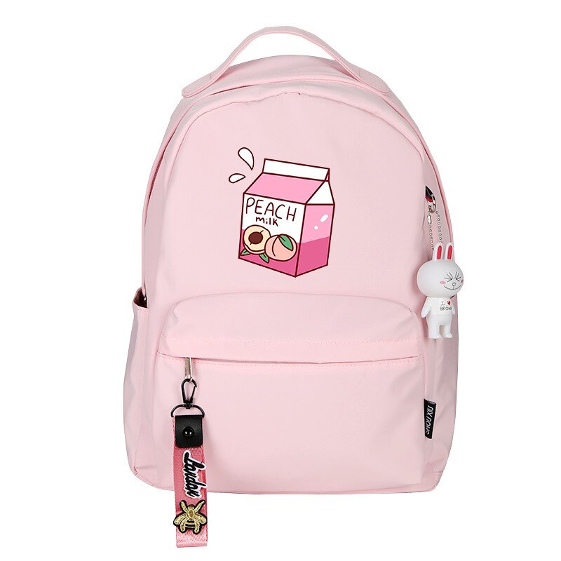 Bonita Mochila de color melocotón para mujer, Mochila rosa, Mochila pequeña, Mochila de viaje de dibujos animados, mochilas escolares de nailon para adolescentes