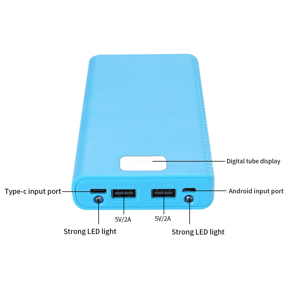 18650 Batterijhouder DIY Shell Dual USB Type C Charge Powerbank Case voor Smartphone 18650 Batterij Power Bank Case Opbergdoos