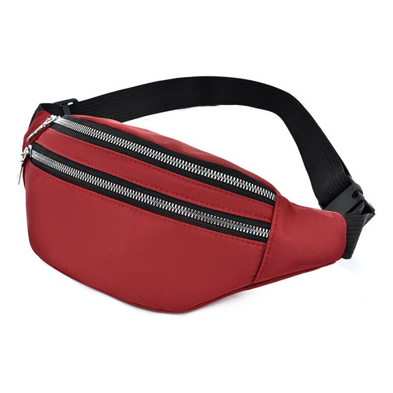 Ensfarvet taljetaske til kvinder vandtæt fanny pack kvindelig bæltetasker brystpakke multifunktions taljepose pung  zy859: Rød talje taske