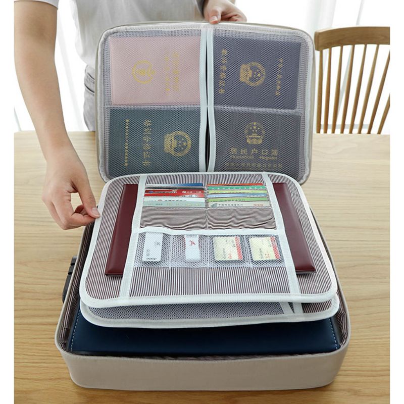 Visible Password Double Layer Files Bag Briefcase Document Pouch Business Travel Storage Bag