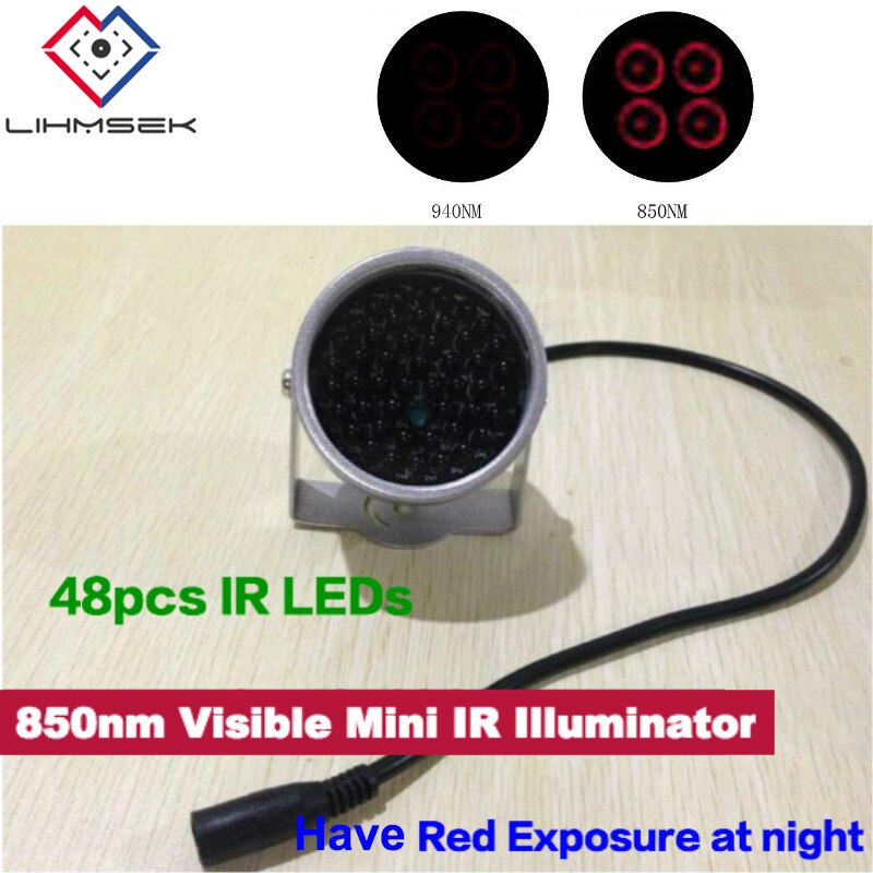 Lihmsek Miniatuur Cctv Ir Illuminator Met Rode Blootstelling 850nm Zichtbaar Licht Zwart Licht Monitoring F5 48 Pcs Ir Leds Cctv camera