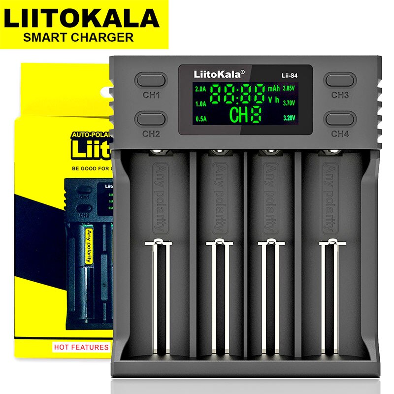 Liitokala Lii-PD4 Lii-S2 Lii-S4 Lii-500S 18650 chargeur de batterie au Lithium 3.7 V 21700 26650 25500 18500 20700 14500 16340 AA Batterie: Lii-S4 charger