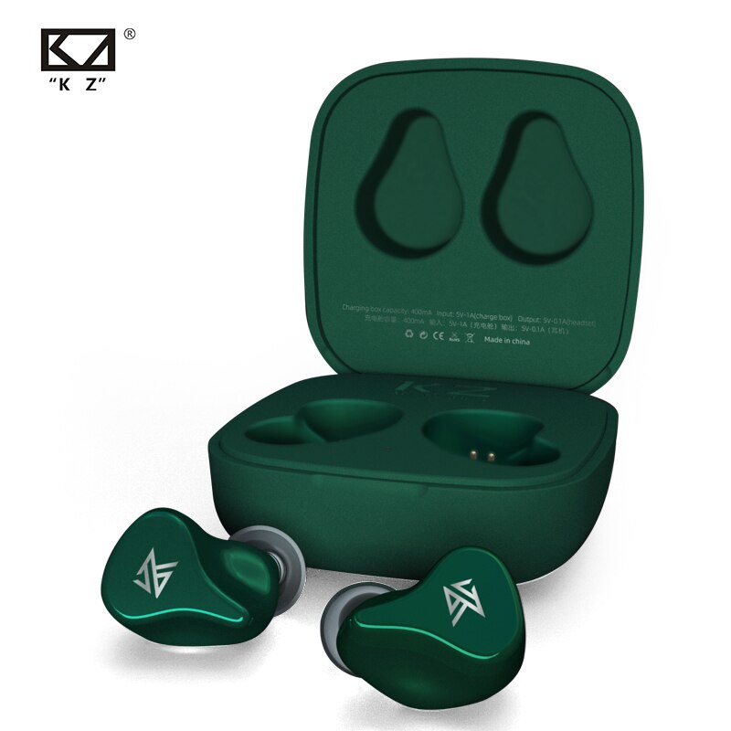 Kz  z1 tws øretelefoner ægte trådløse mini øretelefoner bluetooth 5.0 vandtæt in-ear hovedtelefon bas headset kz  s1 s1d: Z1- grønne