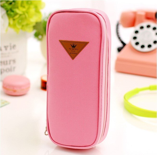 Estilo coreano Color caramelo breve lápiz caso multifunción papelería bolsa organizadora para almacenamiento Fuente de la escuela Escolar Papelaria: Rosa