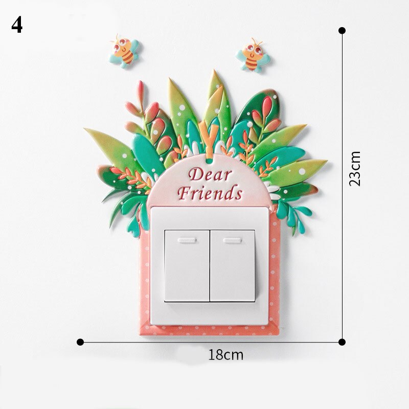 Cartoon Animal Switch cover Room Decor 3D Silicone On-off Switch Sticker Luminous Switch Outlet Wall Sticker: 4