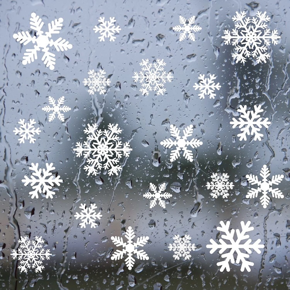 27PCS White Snowflake Stickers Snowflake Window Clings Reusable Christmas Decorations Sticker