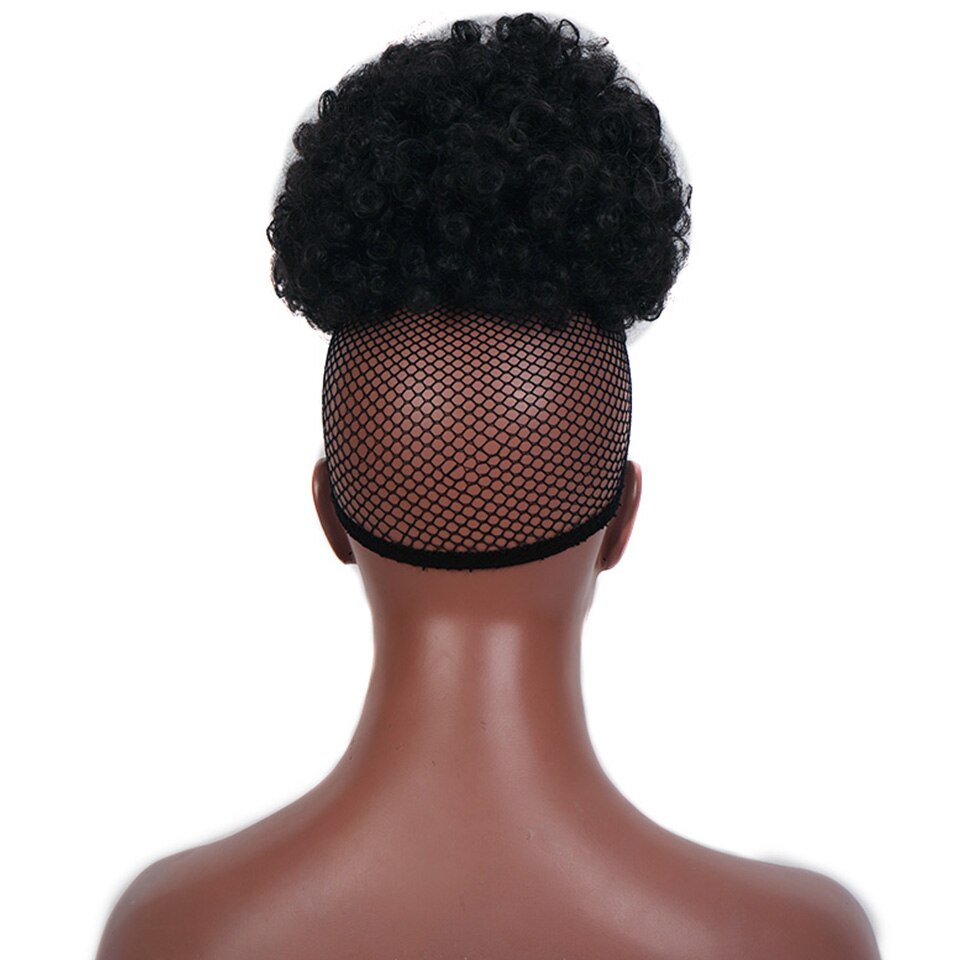 HOUYAN Women's African bun with bangs high temperature and fluffy synthetic ponytail clipped to the hair extension