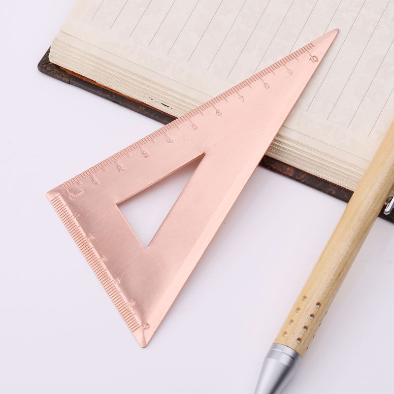 Retro Copper Triangle Ruler Right Angle Drawing Measurement Math Geometry Tool Stationery For Students