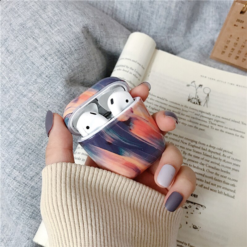 Luksus marmor hovedtelefon etui til airpods pro 2 etui bluetooth øretelefon opladningstaske til airpod 2 1 pro hårdt pc cover tilbehør: Airpods 2 1 06