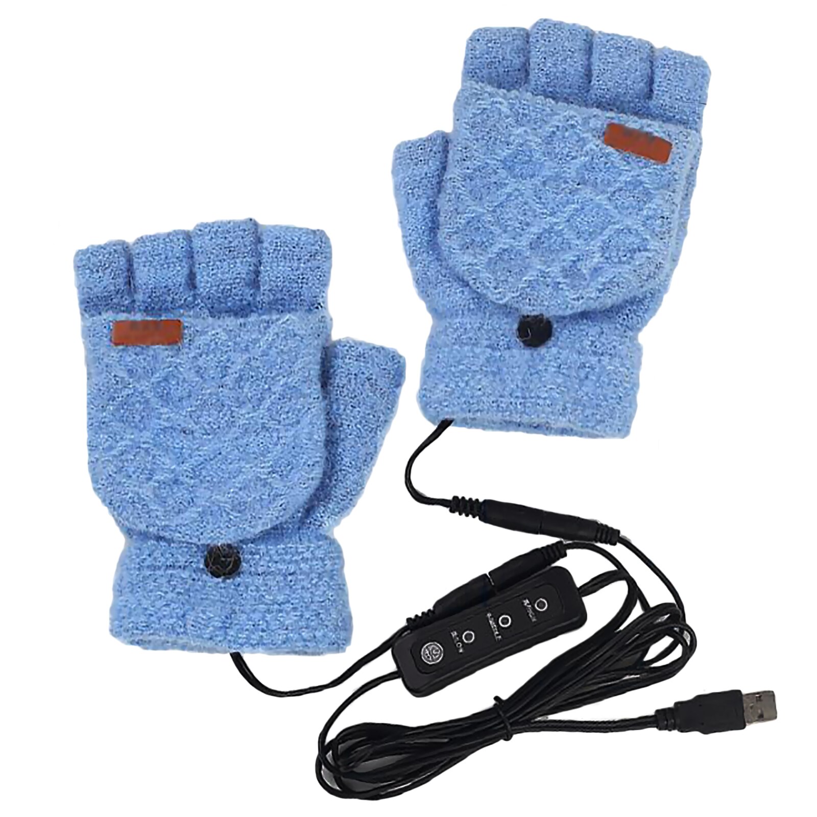 Breathable USB Heated Gloves Winter Heated Gloves Men and Women Warm Knitting Gloves For Home Office Use: Blue