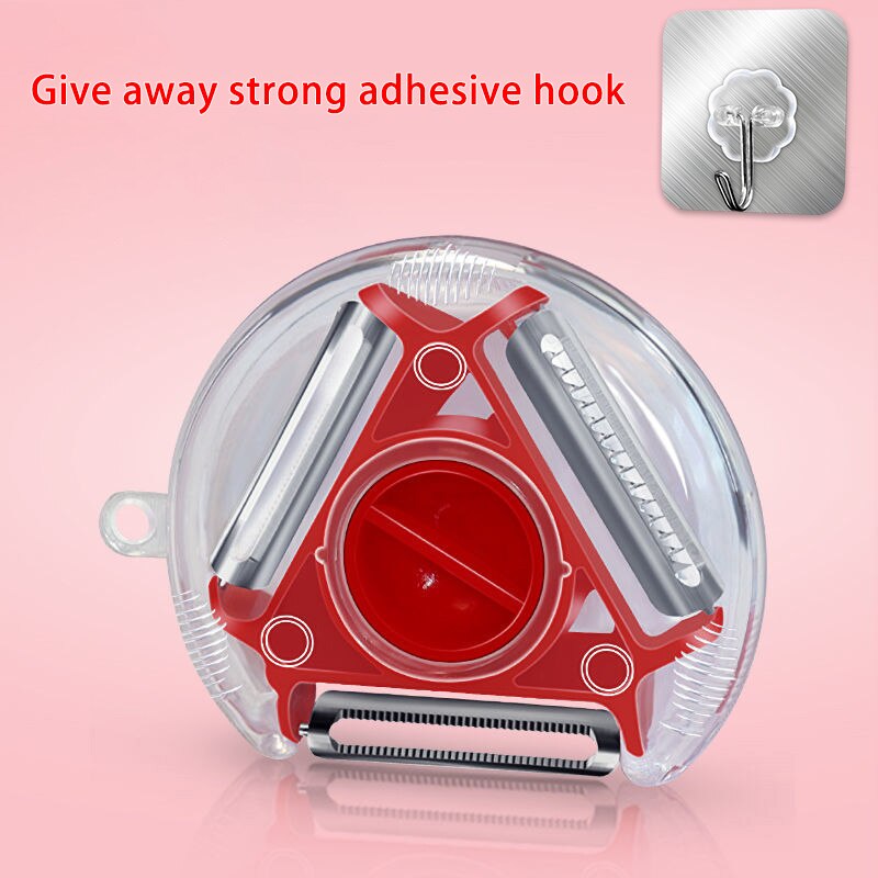 Magique Trio eplucheur ensemble trancheuse acier inoxydable eplucheur déchiqueteuse Julienne Cutter Multi pelage lame Zesters râpe cuisine outil: Rouge