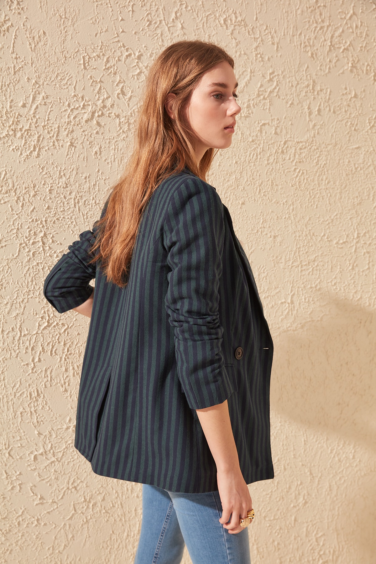Trendyol Green Striped Jacket TWOAW20CE0178