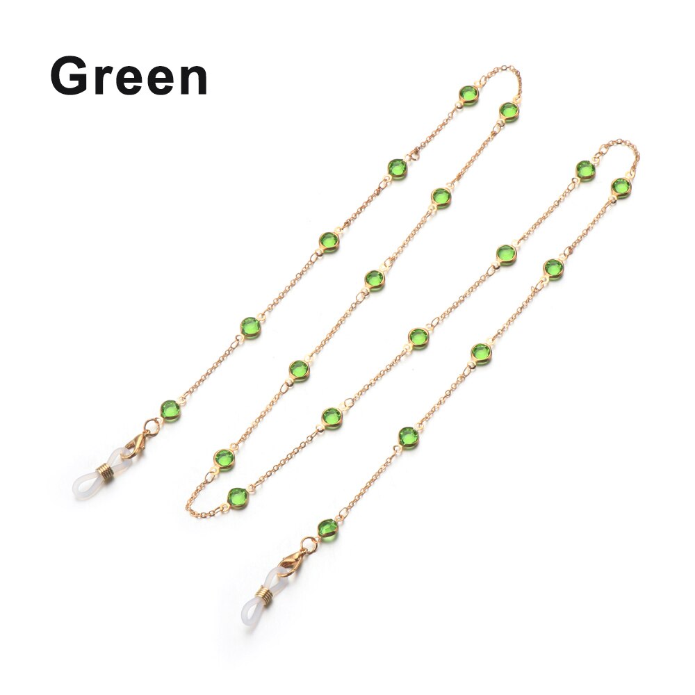 Crystal Kralen Bril Kettingen Vrouwen Mannen Mode Brillen Accessoires Antislip Zonnebril Ketting Koord Lanyard Strap 78Cm: green