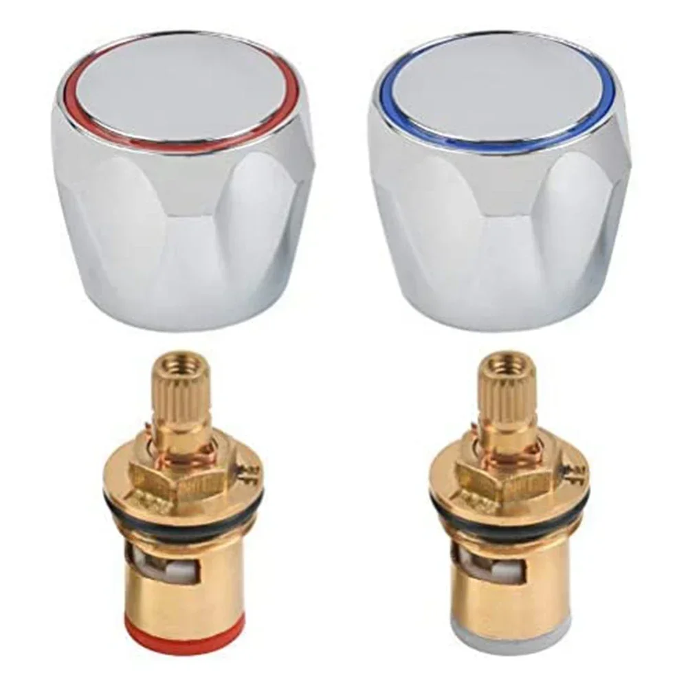 Bouton de poignée de robinet et froid, 2 pièces, Valve en cuivre, têtes de robinet, lavabo à filetage, évier 1/2 pouces, remplacement pour salle de bains, robinets de cuisine