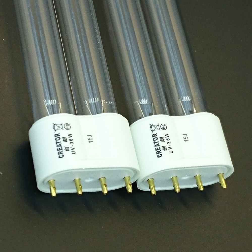 2pcs of 36W 4-pin 2G11 Base Linear Twin Tube UV Germicidal Bulb Replacement for UVC Sterilizers Quartz lamp for disinfection
