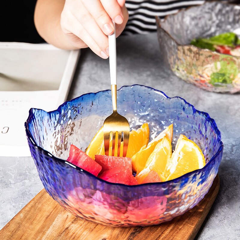 1.5L en forme de verre salade bol de riz résistant à la chaleur verre salade assiette vaisselle ménage Transparent légumes et fruits