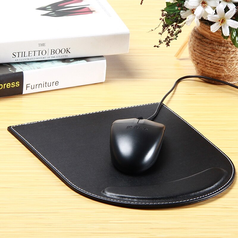 DZLST Mouse Pad Luxury Leather Waterproof Non Slip For Office Business With Wrist Rest Built In Silicone Mouse Pad