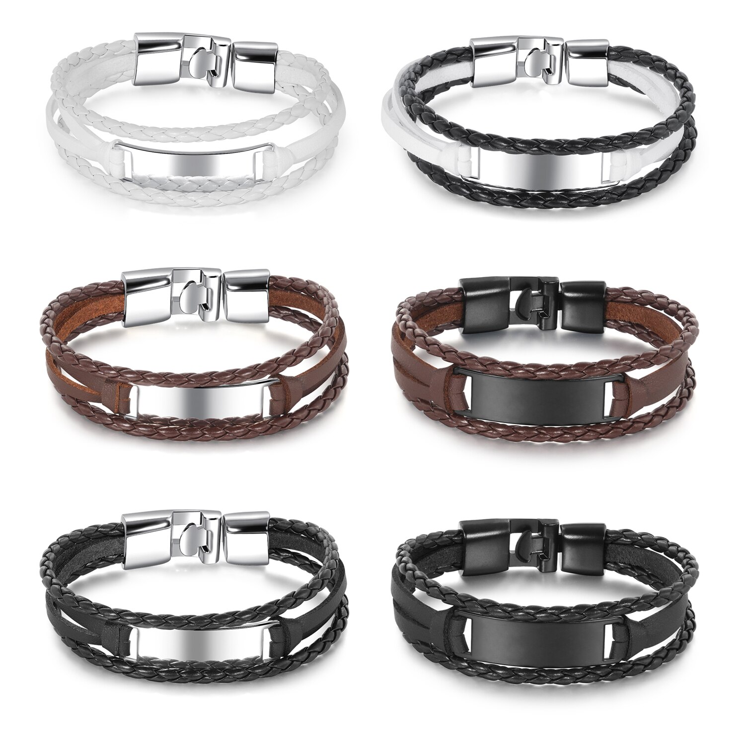 Europese Punk Pu Lederen Armband Met Smooth Tag Voor Vrouwen/Mannen Sieraden 20Cm