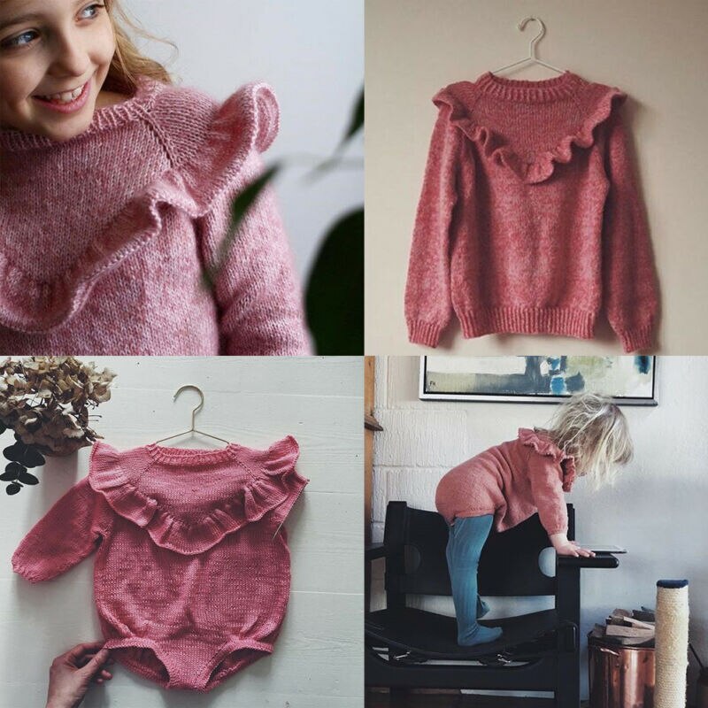 Autumn Winter Sweater Newborn Baby Girl Clothes Tops Ruffle Knitted Warm Sweater Coat Outerwear Clothes