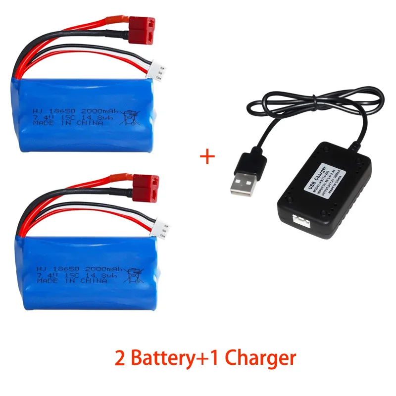 Batería recargable de alta velocidad para coche, pila de 18650 V, 7,4 mAh, adecuada para control remoto, barco, vehículo todoterreno, 2000: Naranja