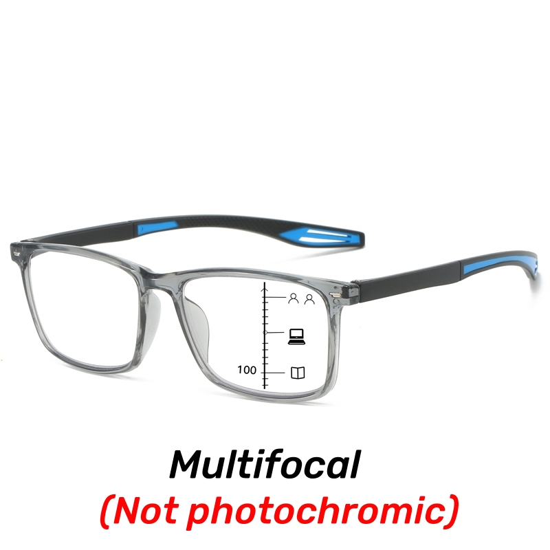 Gafas de lectura multifocales fotocromáticas progresivas 3 en 1 gafas de sol bifocales para exteriores TR90 gafas deportivas antiazules cerca de lejos: Caqui / +100