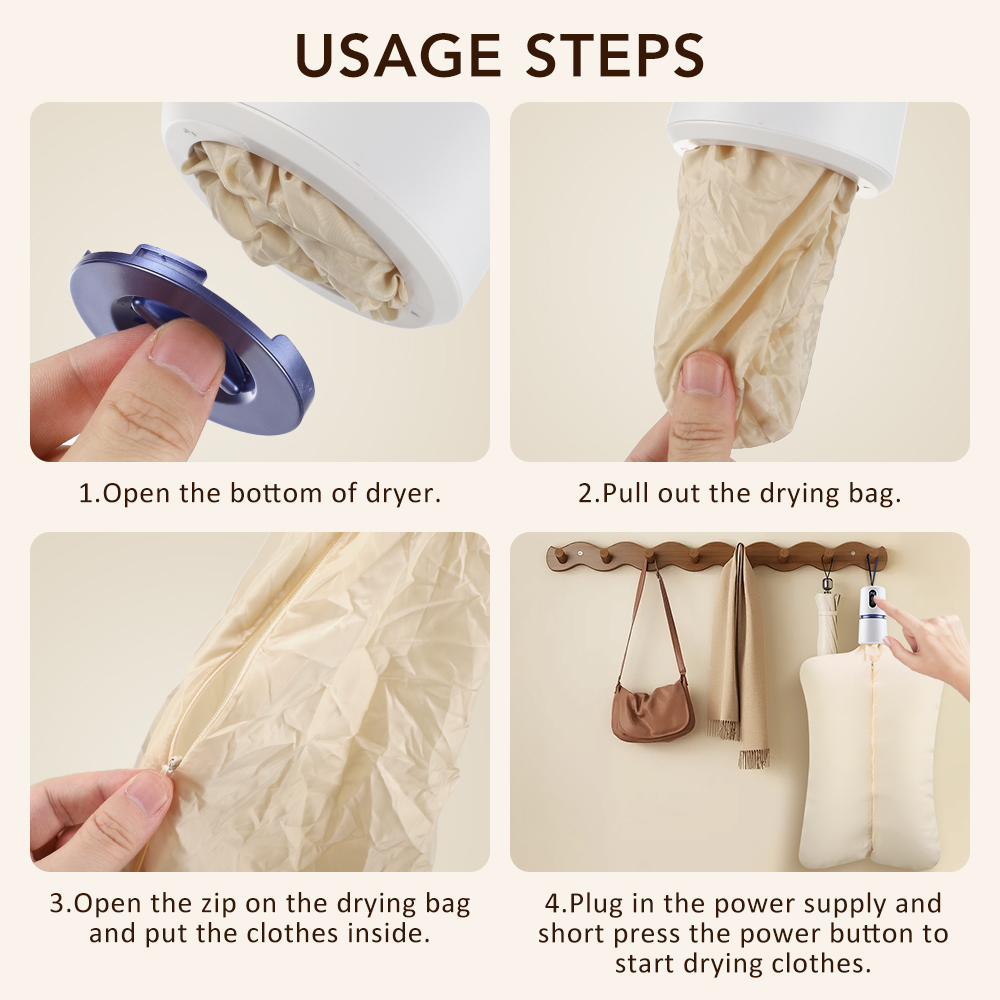 Sähköinen vaatteiden kuivausrumpu matkakoti kannettava vaatteiden kuivausrumpu kevyille vaatteille kannettava pyykinkuivain 220v kuivauskone kuivapussi
