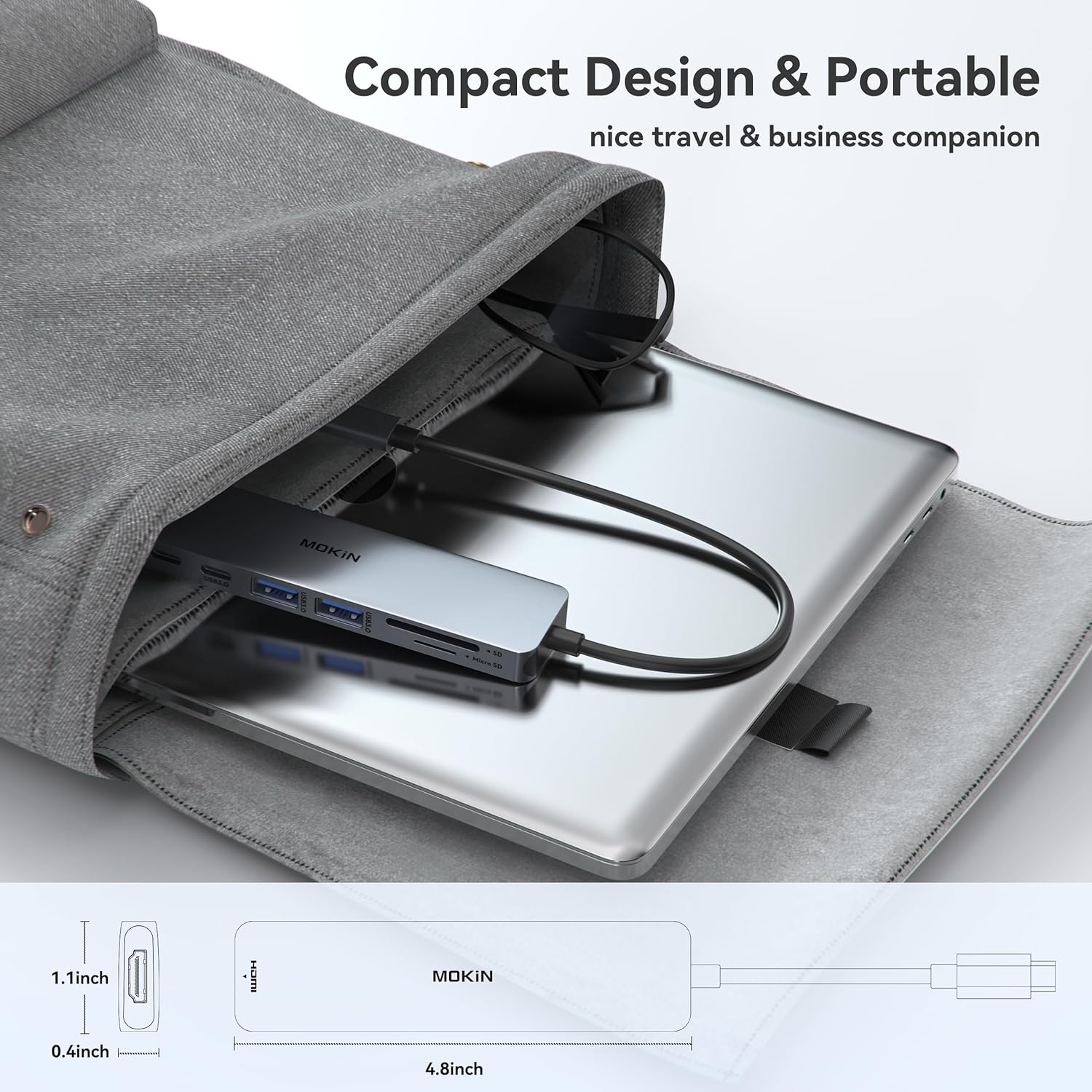 MOKiN USB C HUB 4K60Hz tipo C a HDMI PD 100W adaptador para Macbook iPad Pro M2 M1 accesorios de PC 3 USB3.0 5Gbps estación de acoplamiento