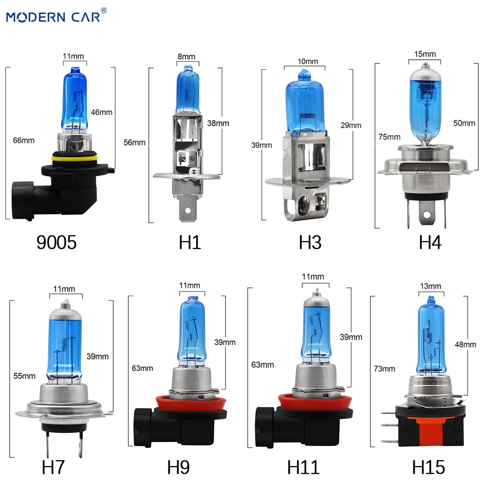 MODERNE Auto H1 H3 H4 H7 H9 H11 H15 9005 9006 Halogen Xenon Birne 25 W/55 W 50 w/100 W 12 V Auto Kopf Licht DRL Lampen Halogen Xenon Lampen