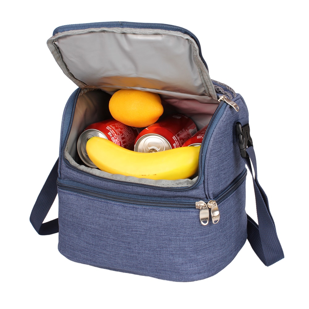 Sanne 7L Dubbeldekker Lunch Tas Thermische Geïsoleerde Oxford Polyester Geïsoleerde Koeltas Werk Outdoor Draagbare Picknick Lunchbox