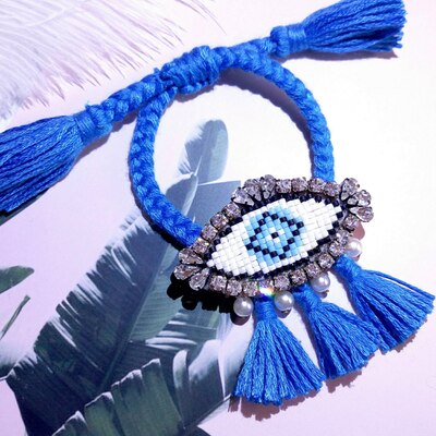 Handgemaakte Kleurrijke Bohemian Bangle Boho Weave Brief Kwastje Crystal Magnetische Armbanden Voor Vrouwen Sieraden bijoux 360: 2