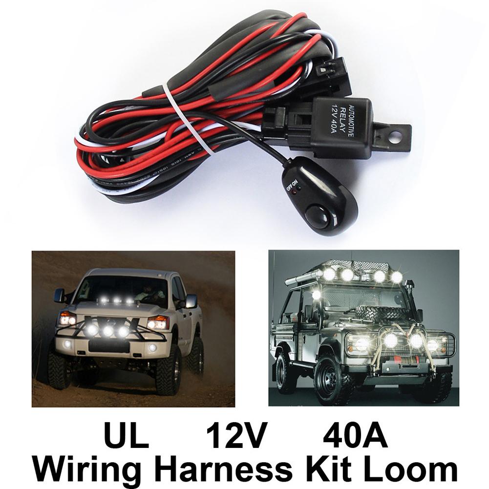 1 to 2 LED Light Strip Switch Car Fog Light Wiring Harness Kit Accessories