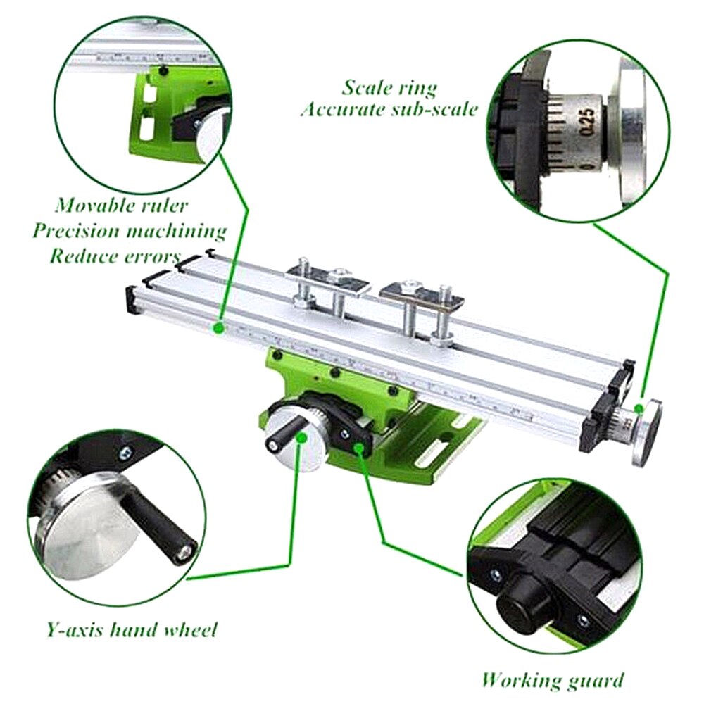 Mini Precision Drilling Machine Multi-function Wood Milling Cutter Machine Bench Drill Vise Fixture Work Table X Y-axis
