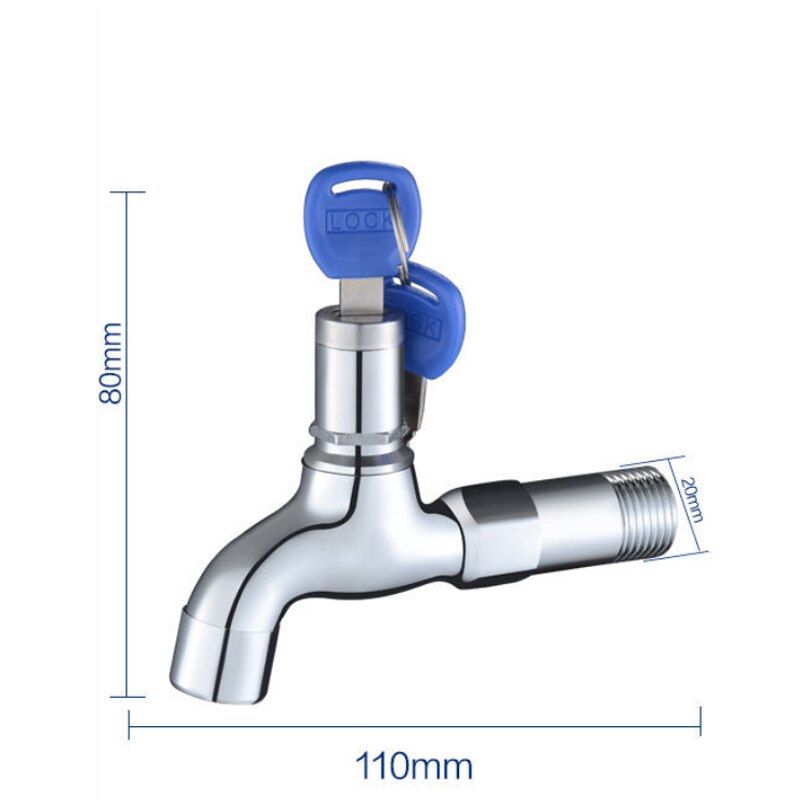 BaIDaiMoDeng Lavaggio Acqua di Rubinetto con Chiave di Blocco Rubinetto di Rame Singolo all'aperto anti-furto Rubinetto Della Cucina del Sensore del Rubinetto Esterno: ottone 110mm-A