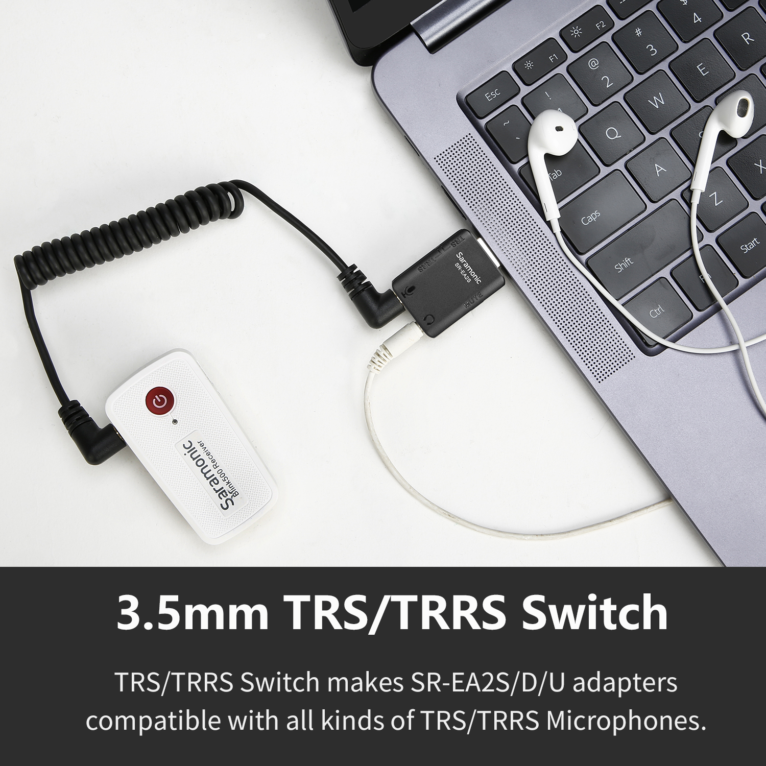 Saramonic SR-EA2 Audio Adapter Met Lightning Type-C Usb Connector Voor Smartphone Pc Iphone Computers 3.5Mm Trs/trrs Microfoon