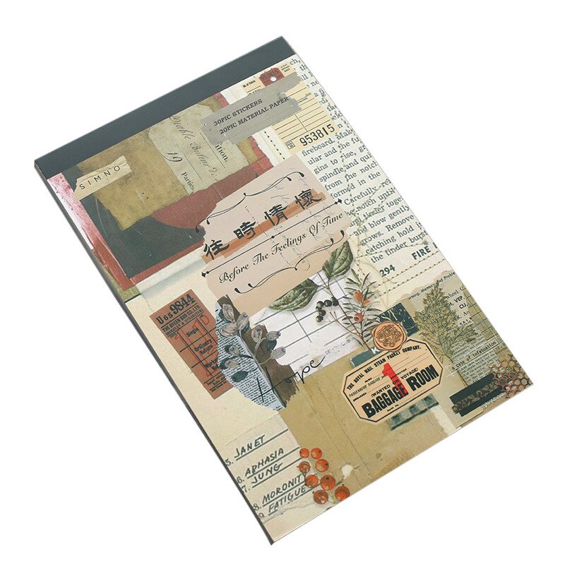 50 Pcs Vintage Retro Material Papers Scrapbooking Supplies Kit Aesthetic Sticker Stationery Journal Diary Diy Background Paper