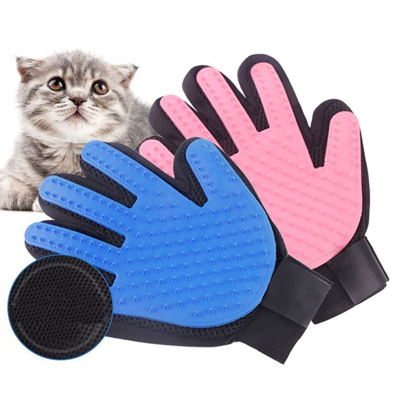 Handske til katte kattepleje kæledyr hund hår afskalning børste kam handske til kæledyr hund finger rengøring massage handske til dyr.