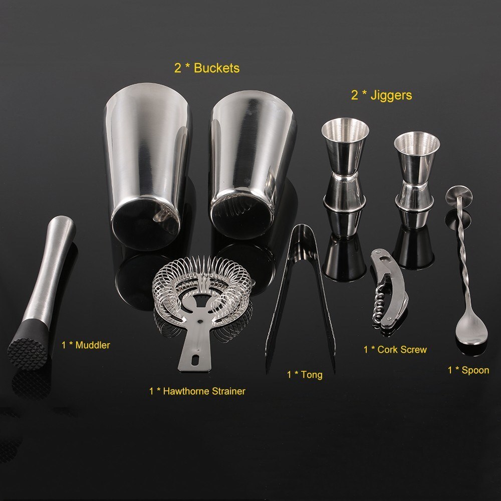 Stainless Steel Bar Sets 9pcs/set Bar Set Red Wine Boston Cocktail Shaker Gin Drink Set Kit For Bar