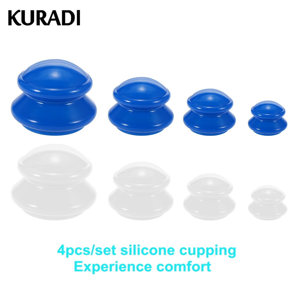4 stuks siliconen vacuümmassagecups vochtabsorberend anti-cellulitis gezichts- en lichaamsmassager spiertherapiecupset 4 maten