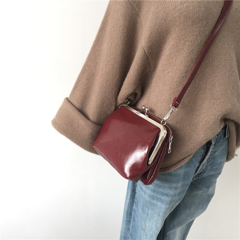 Borsa a tracolla a tracolla da donna Vintage ▾ borsa a tracolla in pelle PU moda doppio bacio borsa a conchiglia borsa borse da donna regalo gratuito: donne borsa in profondità rosso