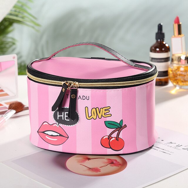 PU Leather Portable Women kosmetyczka z lustrem torby podróżne kosmetyczki organizuj torebkę wodoodporna kosmetyczka: B1