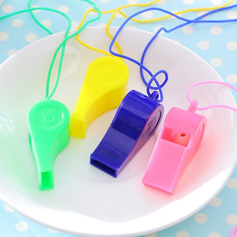 Silbatos de plástico con cordón para supervivencia, 12 uds., árbitro deportivo para escuela, acampada, XD88