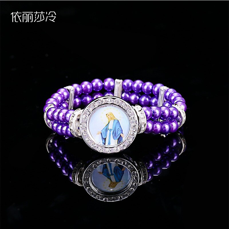 Chapelet en cristal perlé catholique perles chapelet perles jésus charme perle Bracelet dames bijoux Bracelet . Icône Aléatoire