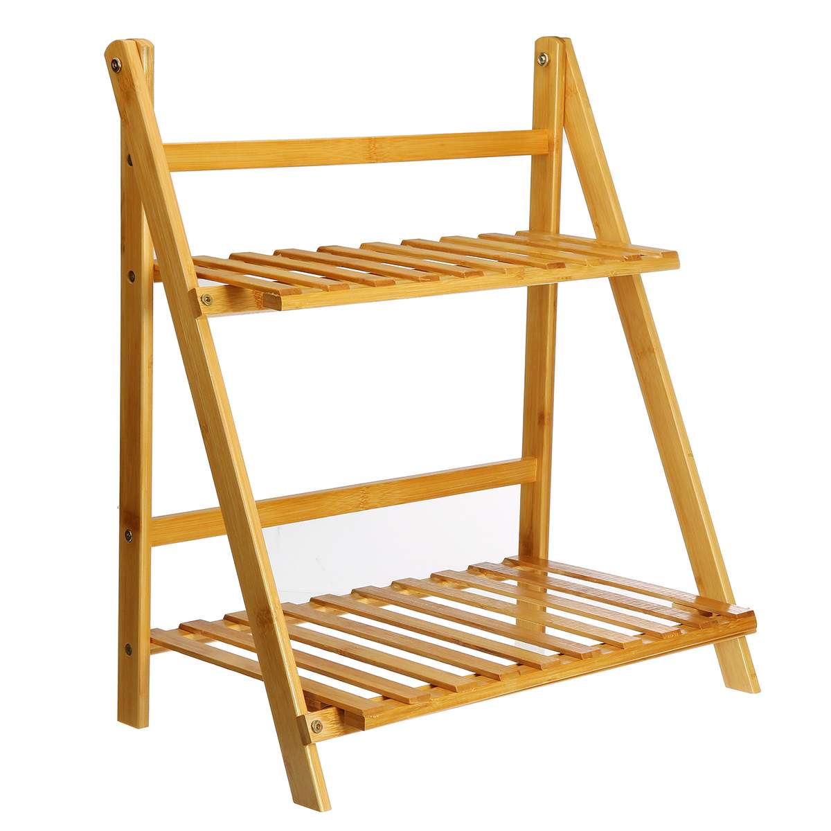 Macetas plegables de 2 capas para plantas flores, estante de soporte para balcón, sala de estar, jardín y Patio