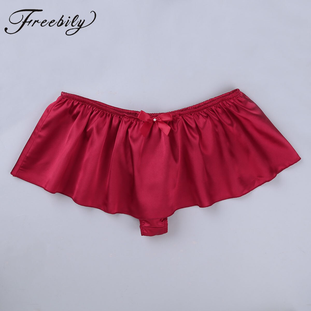 String en Satin de soie pour hommes, jupe-culotte à volants