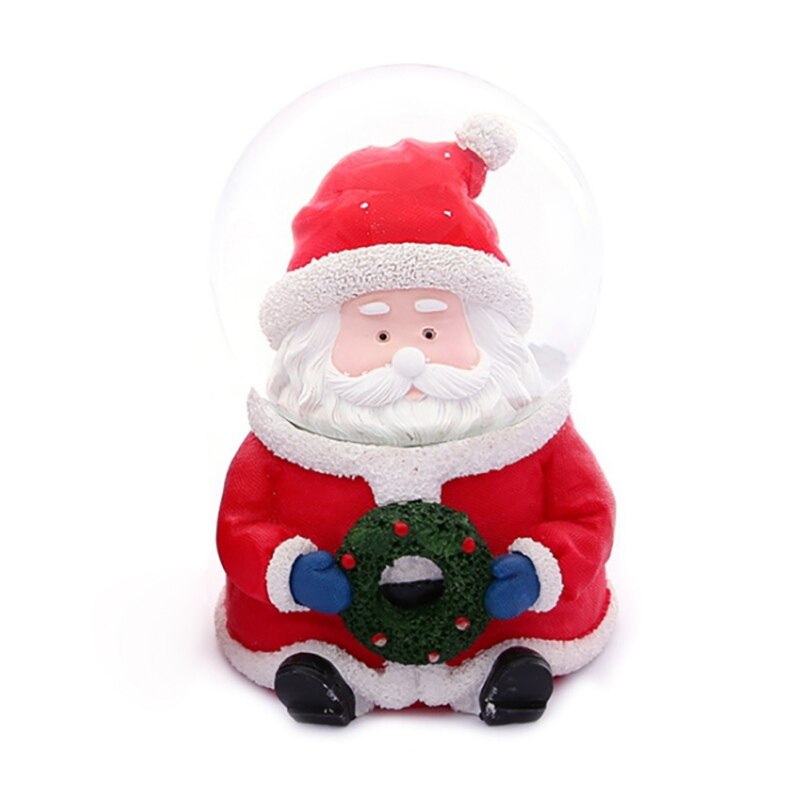 Valentine's Day Christmas Resin Music Snow Glass Santa Claus Crystal Ball Children Snow Ball, Crystal Music Box: White