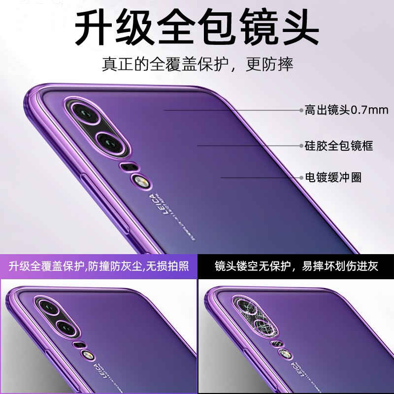 Kameraschützende silikon-handyhülle für huawei  p20 Profi/  p20 Profi, weiche, klare, ultradünne rückseite, transparentes, schlankes tpu