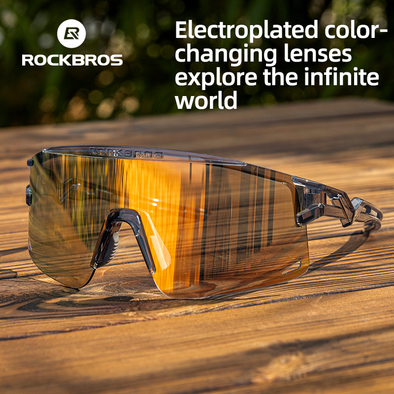 Rockbros óculos de ciclismo fotocromáticos para homens e mulheres, óculos de sol ultraleve para ciclismo durante todo o dia, meia armação, proteção uv, estrada