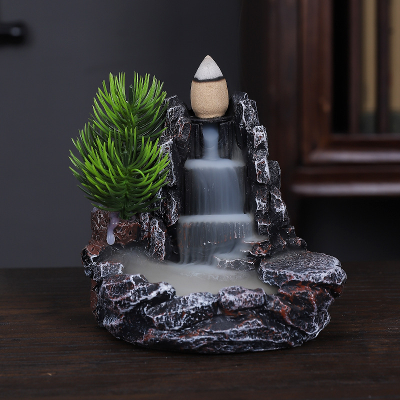 Incense Burner Resin Backflow Incense Smoke Waterfall Incense Holder For Aromatherapy Environment Cleansing Yoga Home Decor: WHITE