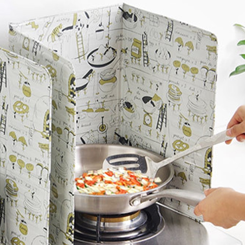 1PC Heat-insulation Practical Gas Stove Aluminum Foil Oil Splash Screen Shield for Home Kitchen Oil Splash Board
